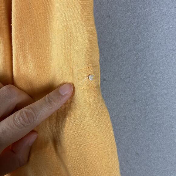 Paul Fredrick Linen Shirt Mens 3XL Orange Roll Tab Long Sleeve Button Up Relaxed - Picture 14 of 14